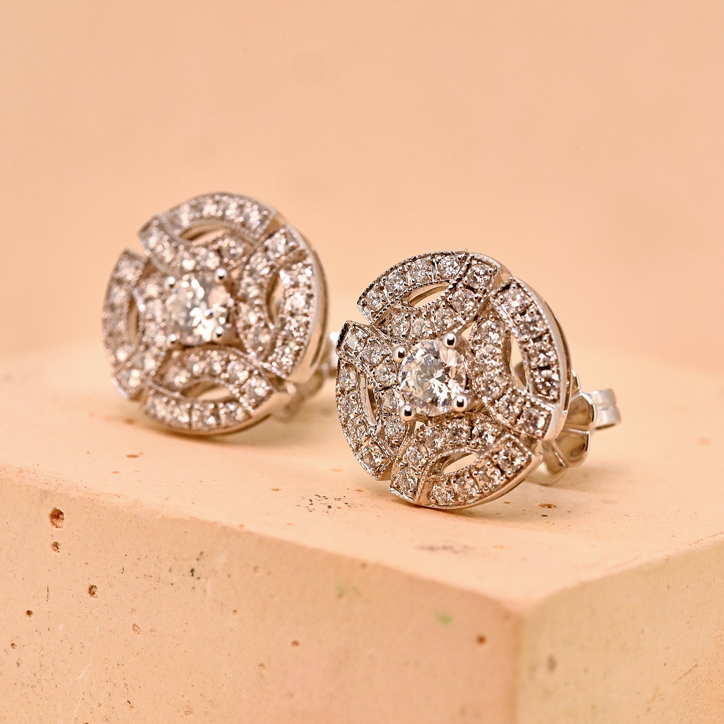 18ct Diamond Geometric Earrings