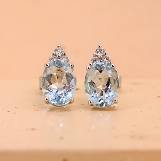 18ct Aquamarine and Diamond Earrings