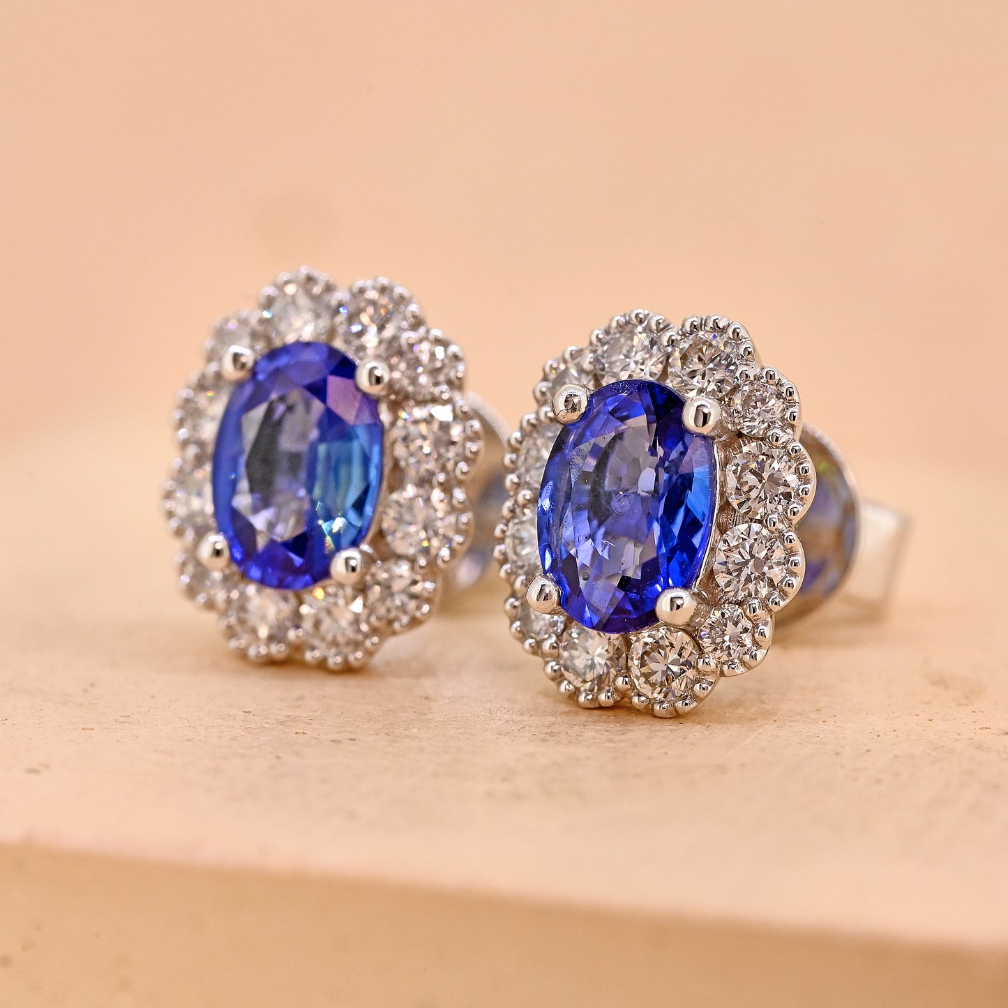 sapphire and diamond cluster sapphire earring sapphire and diamond cluster earring navy blue sapphire sapphire cluster earrings 18ct white gold sapphire earrings 18ct white gold sapphire and diamond earrings
