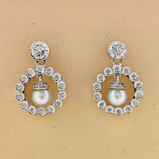 18ct Pearl and Diamond earrings