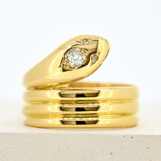 victorian ring, victorian snake ring, snake ring, snake ring with diamonds, 18ct snake ring, victorian 18ct snake ring
