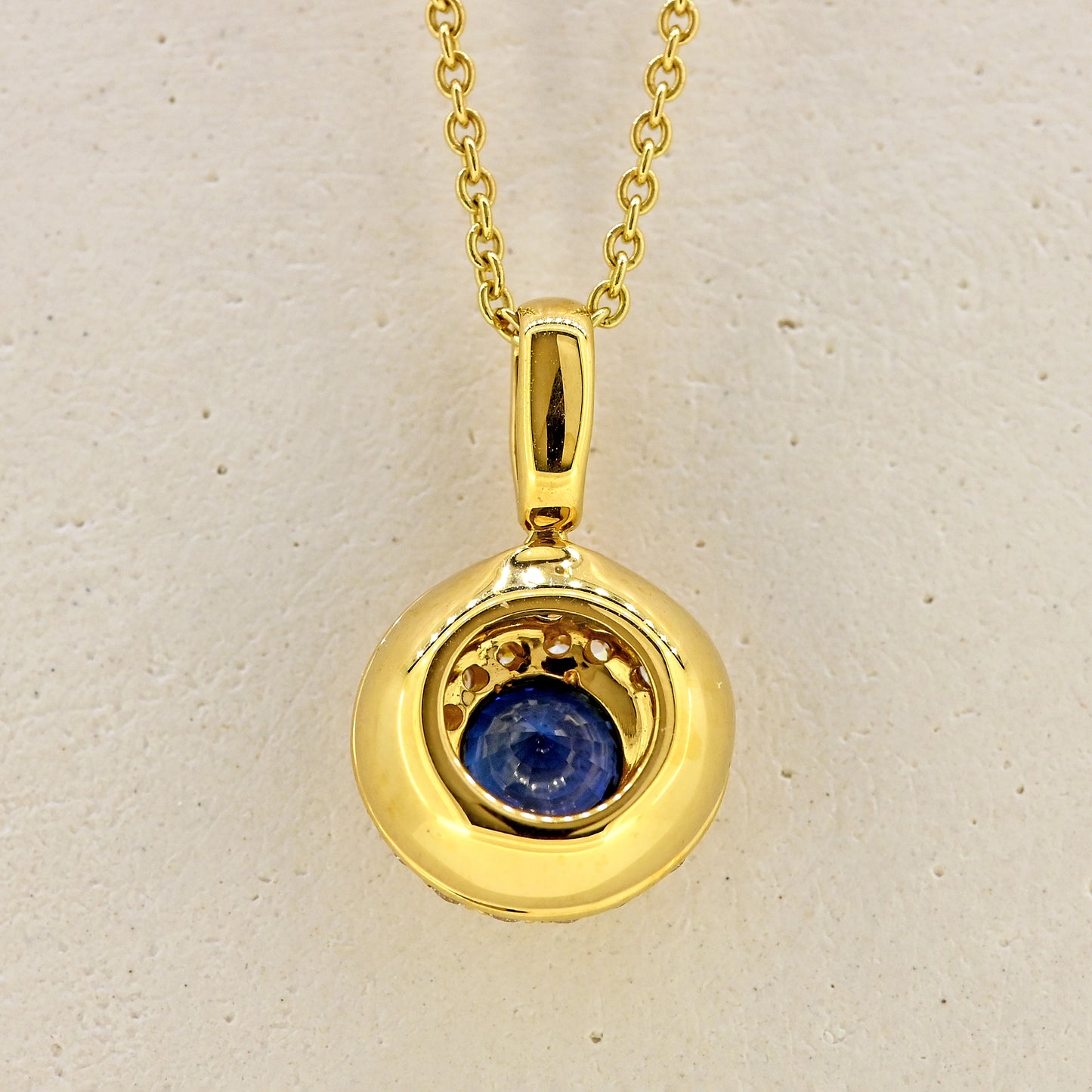 sapphire necklace sapphire and diamond necklace 18ct yellow gold necklace sapphire pendant sapphire and diamond pendant swirl necklace