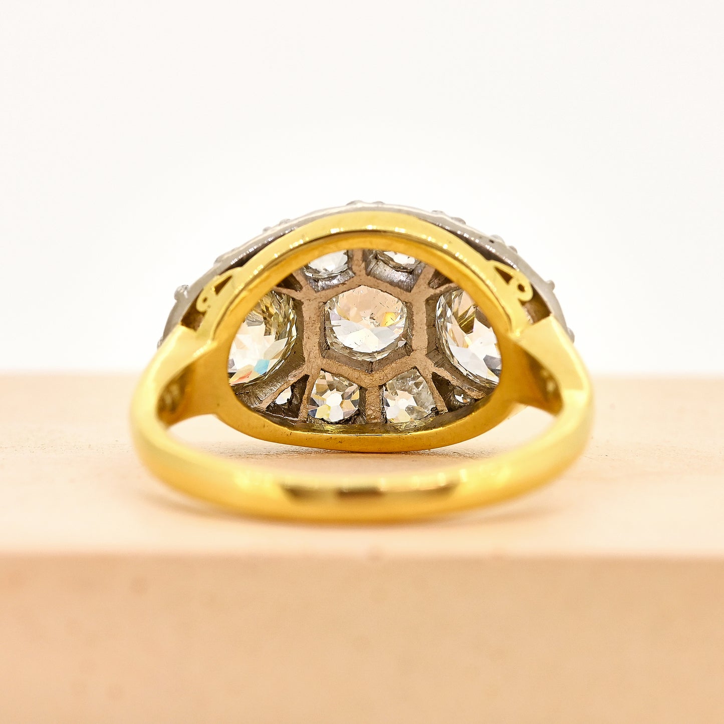 Diamond ring, antique diamond ring, antique diamond panel ring, diamond panel ring, panel ring, antique 18ct diamond panel ring, 18ct diamond panel ring, antique diamond ring, gold and diamond ring gold, gold and diamond panel ring, antique gold and diamond ring, antique gold and diamond panel ring, size m antique diamond panel ring, size m antique gold diamond panel ring