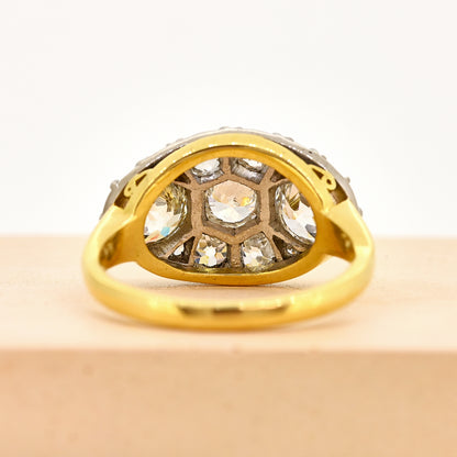Diamond ring, antique diamond ring, antique diamond panel ring, diamond panel ring, panel ring, antique 18ct diamond panel ring, 18ct diamond panel ring, antique diamond ring, gold and diamond ring gold, gold and diamond panel ring, antique gold and diamond ring, antique gold and diamond panel ring, size m antique diamond panel ring, size m antique gold diamond panel ring