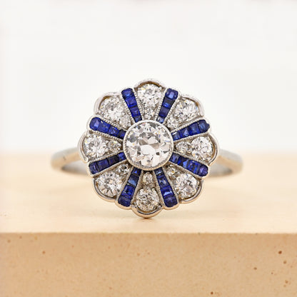 Antique sapphire and diamond ring, antique art deco sapphire and diamond ring, antique sapphire ring, art deco ring, art deco sapphire ring, 