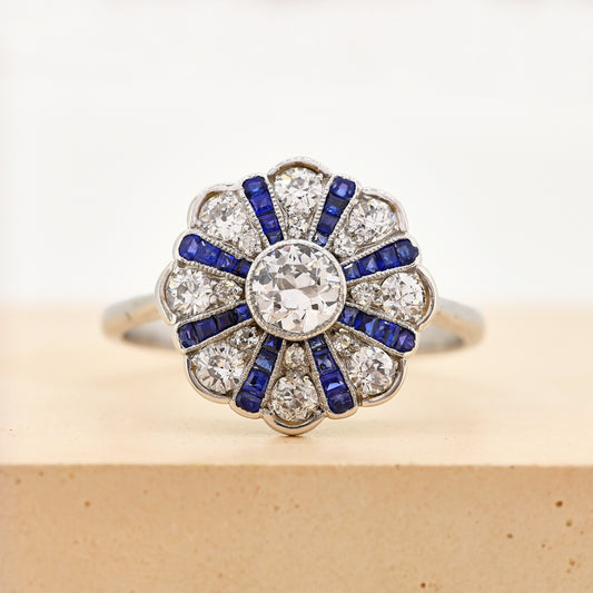 Antique sapphire and diamond ring, antique art deco sapphire and diamond ring, antique sapphire ring, art deco ring, art deco sapphire ring, 