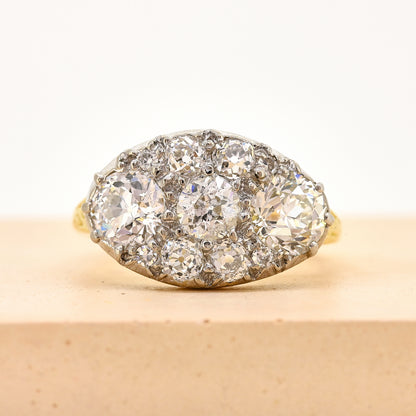 Diamond ring, antique diamond ring, antique diamond panel ring, diamond panel ring, panel ring, antique 18ct diamond panel ring, 18ct diamond panel ring, antique diamond ring, gold and diamond ring gold, gold and diamond panel ring, antique gold and diamond ring, antique gold and diamond panel ring, size m antique diamond panel ring, size m antique gold diamond panel ring