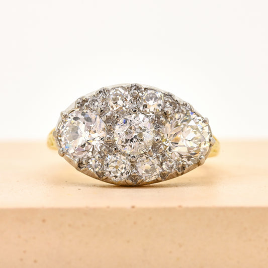Diamond ring, antique diamond ring, antique diamond panel ring, diamond panel ring, panel ring, antique 18ct diamond panel ring, 18ct diamond panel ring, antique diamond ring, gold and diamond ring gold, gold and diamond panel ring, antique gold and diamond ring, antique gold and diamond panel ring, size m antique diamond panel ring, size m antique gold diamond panel ring