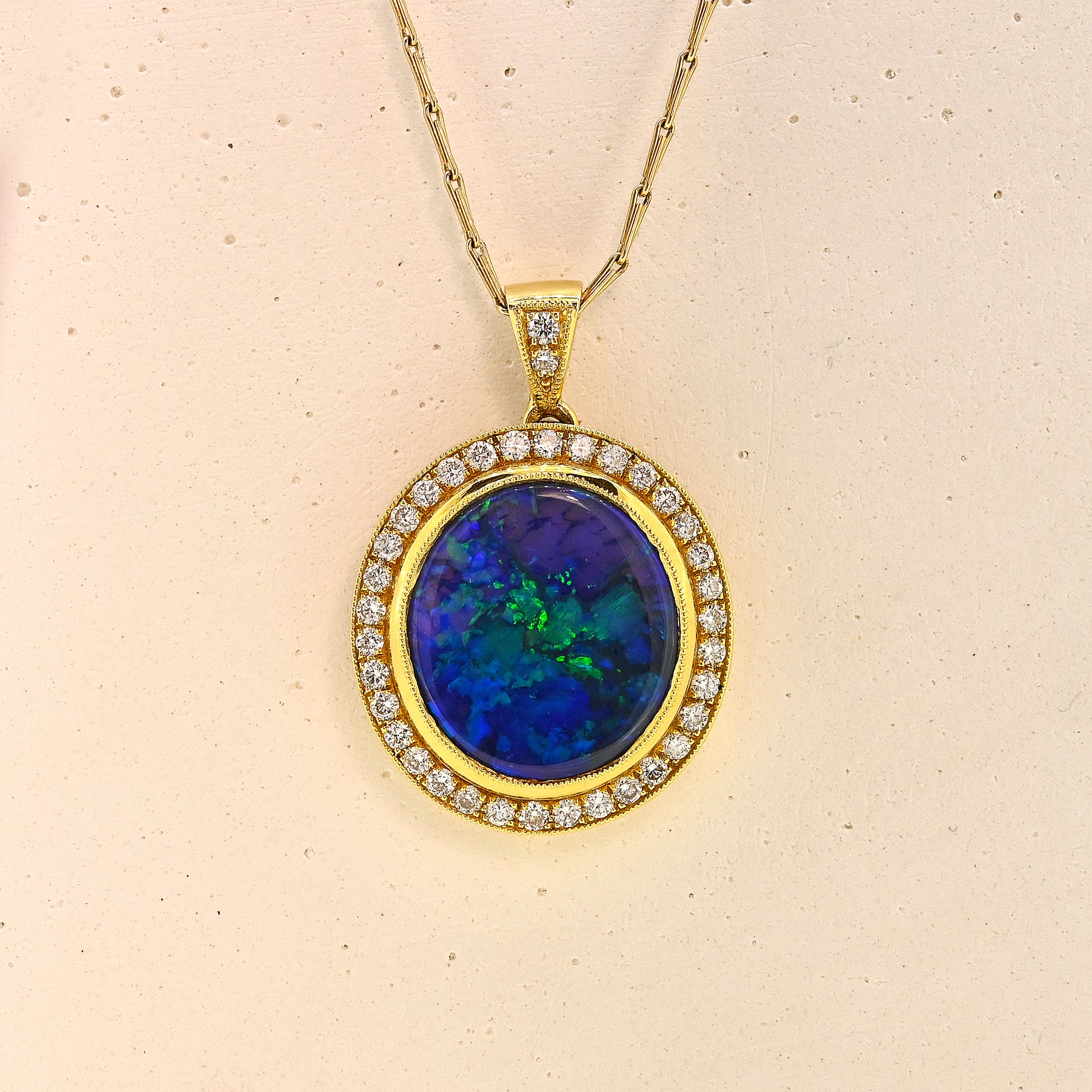 Opal necklace, Opal pendant, opal and diamond necklace, opal and diamond pendant, bespoke opal necklace, bespoke opal pendant, bespoke opal and diamond necklace, bespoke opal and diamond pendant, Bespoke black opal necklace, bespoke black opal pendant, black opal necklace, black opal pendant, black opal and diamond, black opal and diamond pendant