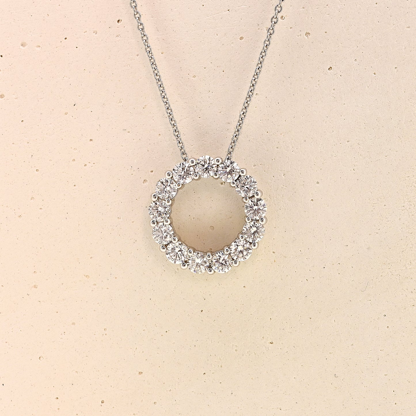 Diamond necklace, diamond circle necklace, white gold and diamond necklace, white gold and diamond circle necklace, 2 carat diamond necklace, 2 carat diamond circle necklace