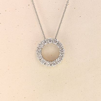 Diamond necklace, diamond circle necklace, white gold and diamond necklace, white gold and diamond circle necklace, 2 carat diamond necklace, 2 carat diamond circle necklace