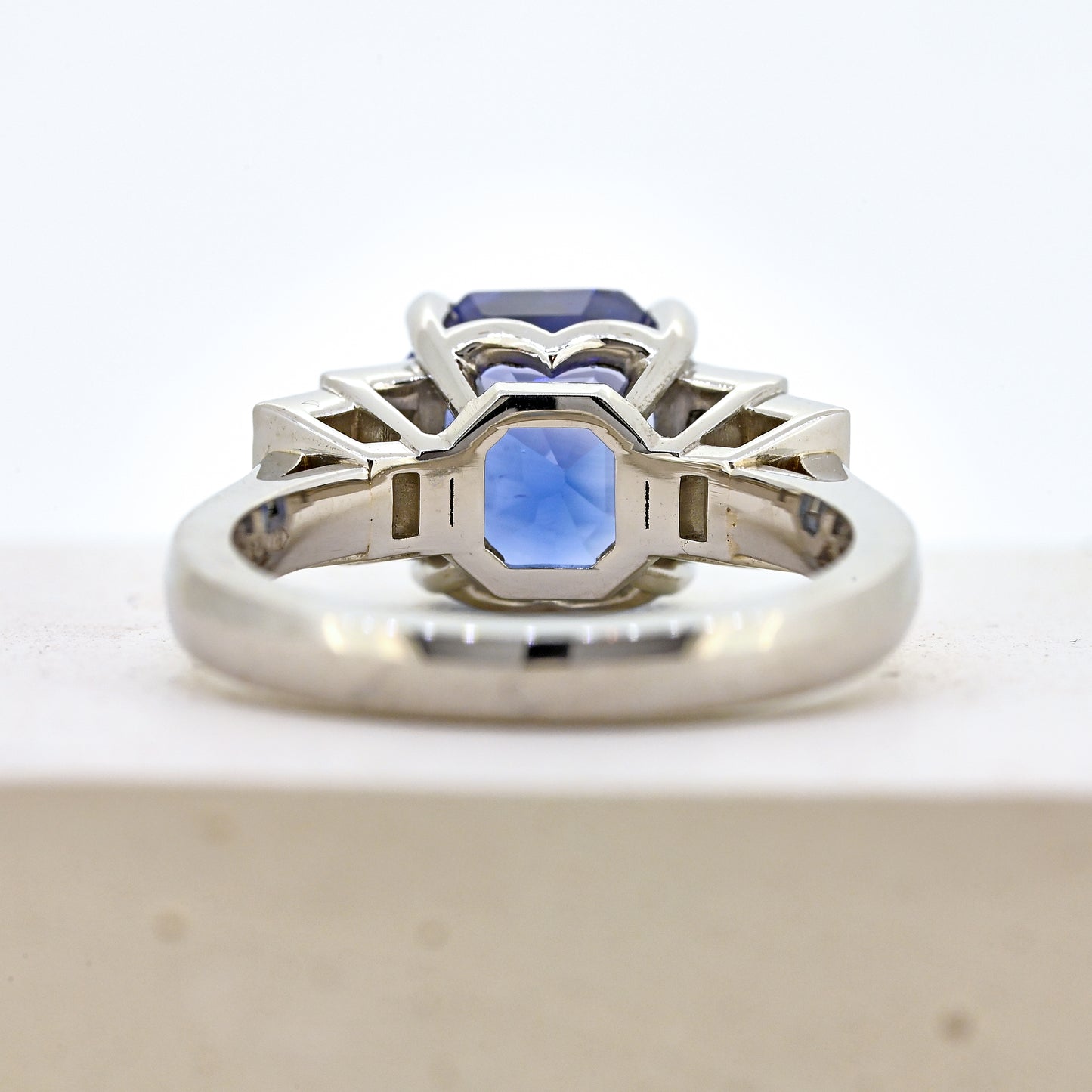 Sapphire and diamond ring, platinum sapphire and diamond ring, sapphires and diamonds, sapphire and diamond, blue sapphire and diamonds, sapphire and diamond engagement, size m sapphire and diamond ring, size 6.5 sapphire and diamond ring, size m platinum sapphire ring, size 6.5 platinum sapphire ring, art deco style ring. Bespoke platinum sapphire and diamond ring