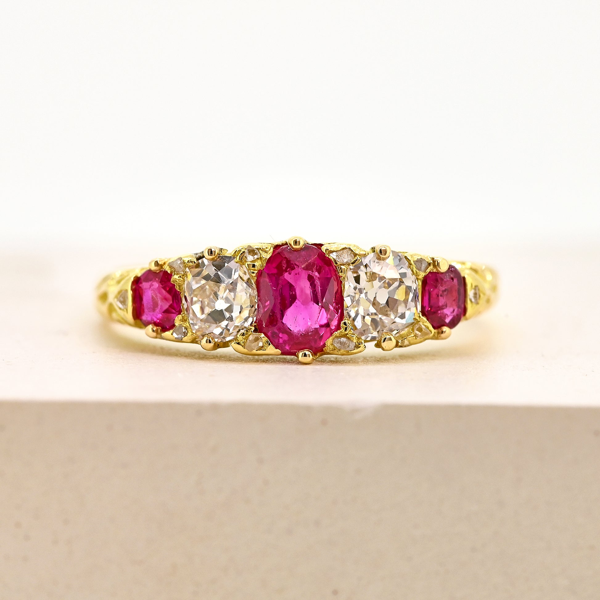 Ruby and diamond ring, ruby and diamond 5 stone, antique ruby and diamond ring, antique ruby and diamond 5 stone, 18ct ruby and diamond ring, 18ct ruby and diamond 5 stone, antique 18ct ruby and diamond ring, antique 18ct ruby and diamond 5 stone, ruby and diamond carved head ring, antique ruby and diamond carved head ring