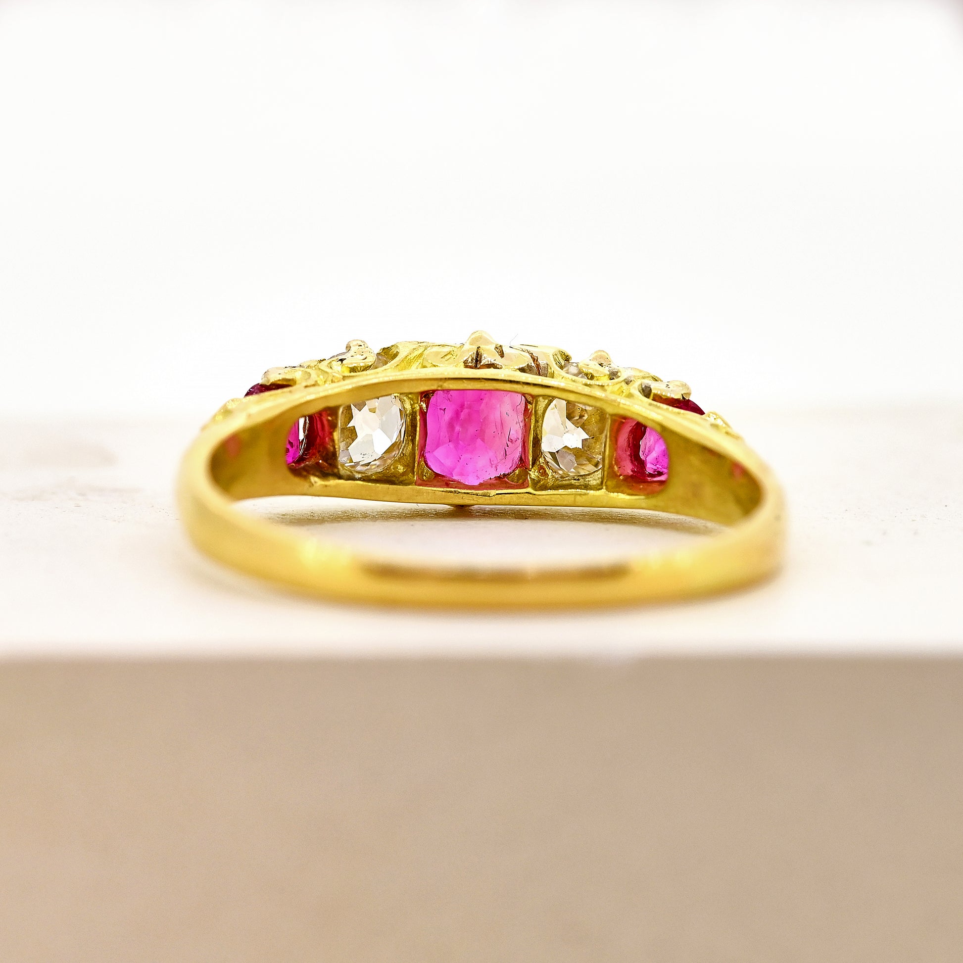 Ruby and diamond ring, ruby and diamond 5 stone, antique ruby and diamond ring, antique ruby and diamond 5 stone, 18ct ruby and diamond ring, 18ct ruby and diamond 5 stone, antique 18ct ruby and diamond ring, antique 18ct ruby and diamond 5 stone, ruby and diamond carved head ring, antique ruby and diamond carved head ring