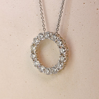 Diamond necklace, diamond circle necklace, white gold and diamond necklace, white gold and diamond circle necklace, 2 carat diamond necklace, 2 carat diamond circle necklace