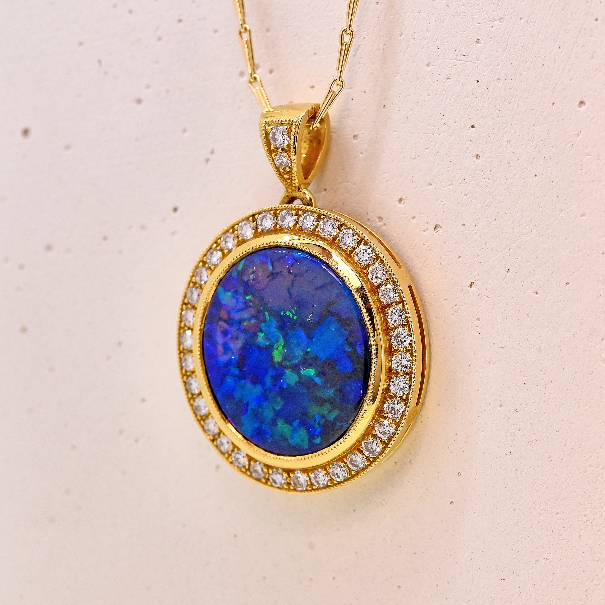 Opal necklace, Opal pendant, opal and diamond necklace, opal and diamond pendant, bespoke opal necklace, bespoke opal pendant, bespoke opal and diamond necklace, bespoke opal and diamond pendant, Bespoke black opal necklace, bespoke black opal pendant, black opal necklace, black opal pendant, black opal and diamond, black opal and diamond pendant