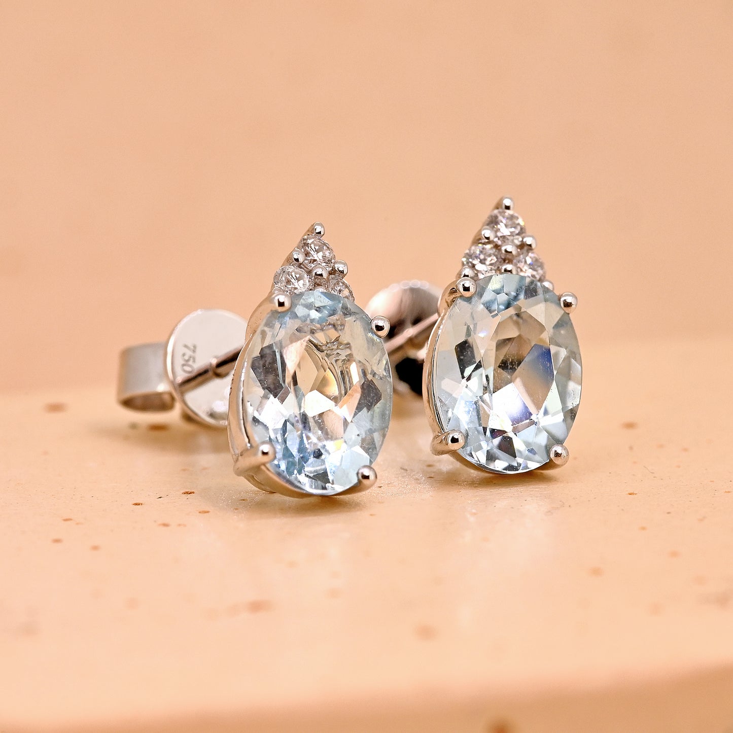 18ct Aquamarine and Diamond Earrings