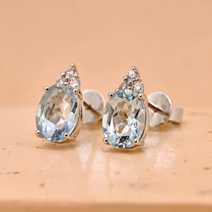 18ct Aquamarine and Diamond Earrings