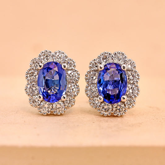 sapphire and diamond cluster sapphire earring sapphire and diamond cluster earring navy blue sapphire sapphire cluster earrings 18ct white gold sapphire earrings 18ct white gold sapphire and diamond earrings