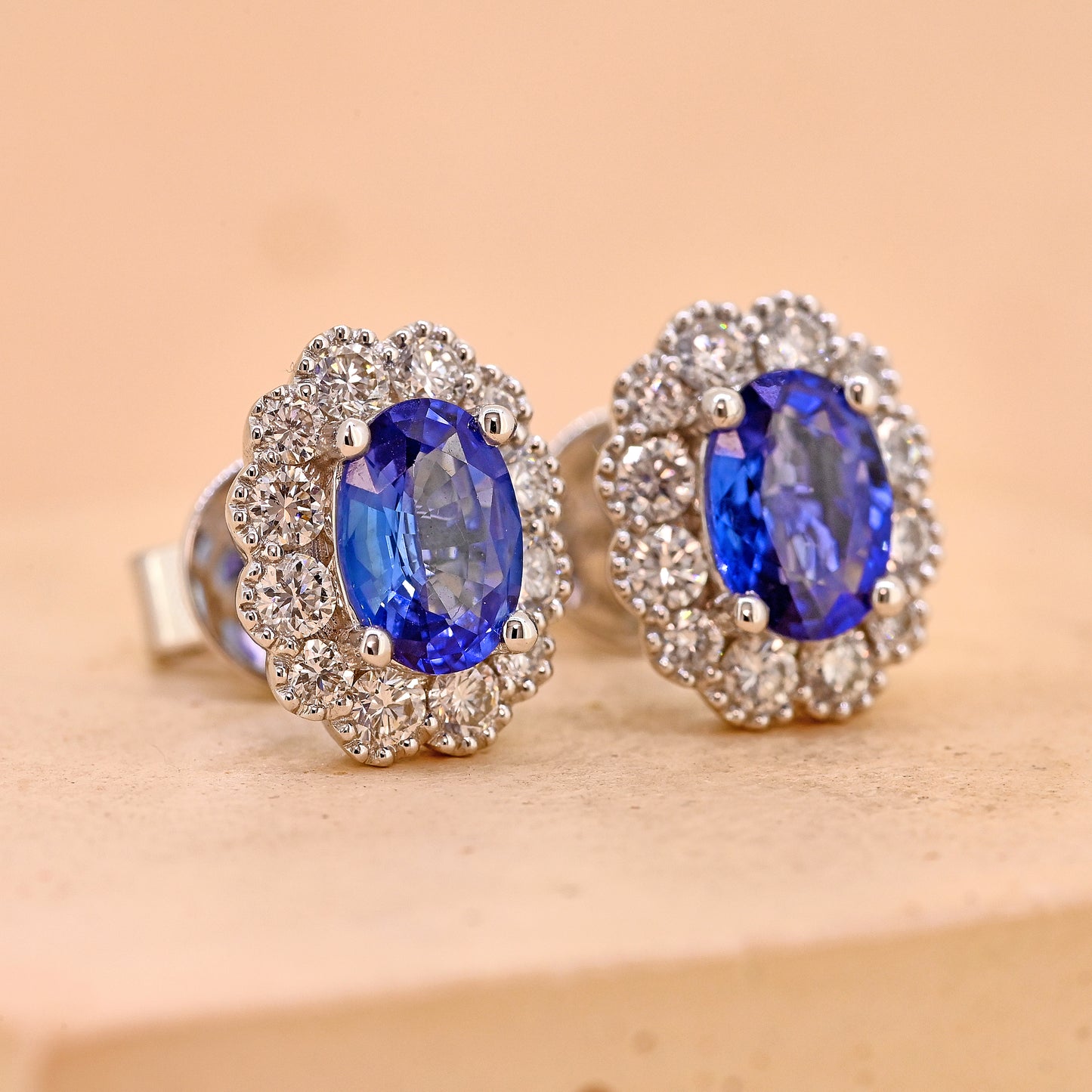 sapphire and diamond cluster sapphire earring sapphire and diamond cluster earring navy blue sapphire sapphire cluster earrings 18ct white gold sapphire earrings 18ct white gold sapphire and diamond earrings
