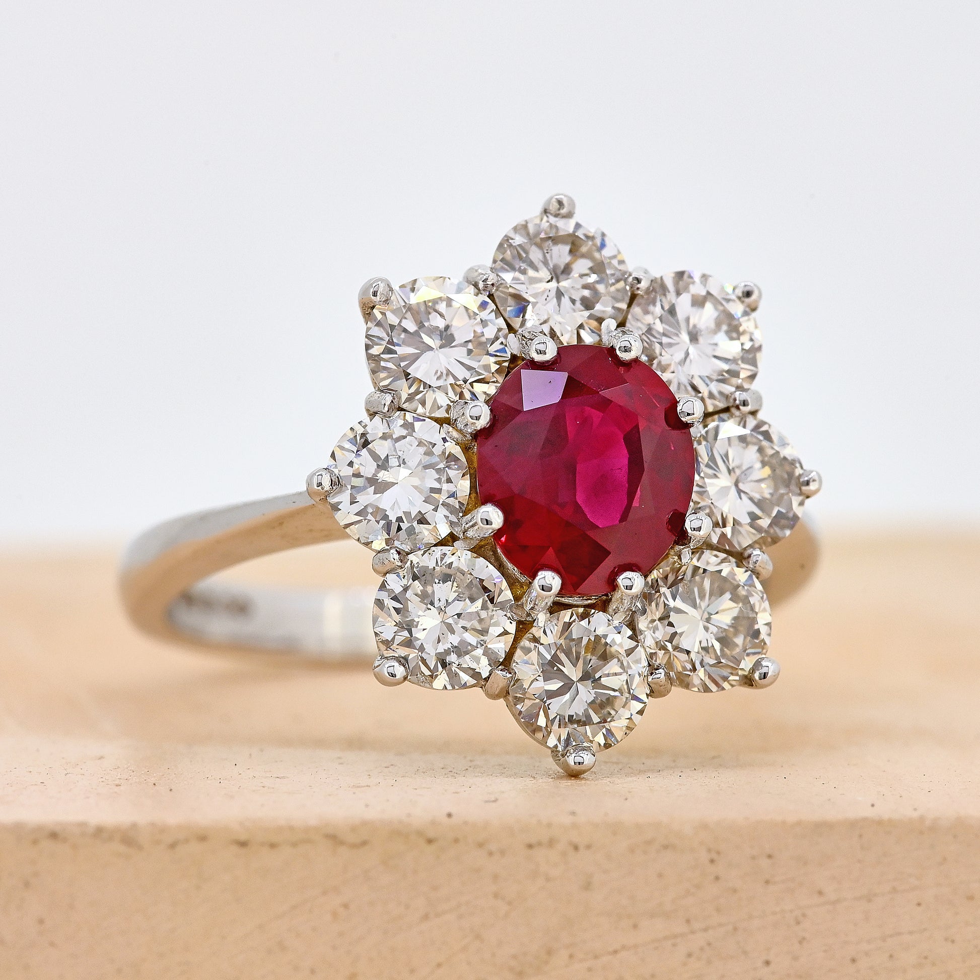 Ruby ring, Ruby and diamond ring, Ruby cluster ring, Ruby and diamond cluster ring, white gold ruby ring, white gold ruby and diamond ring, white gold ruby cluster ring, ruby and diamond jewellery