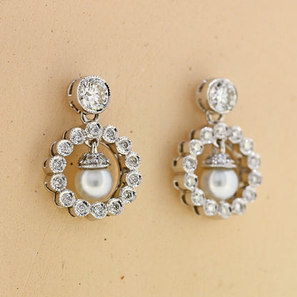 18ct Pearl and Diamond earrings
