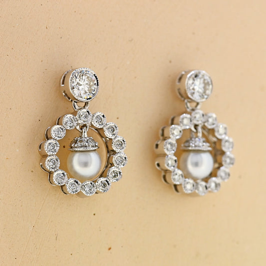18ct Pearl and Diamond earrings