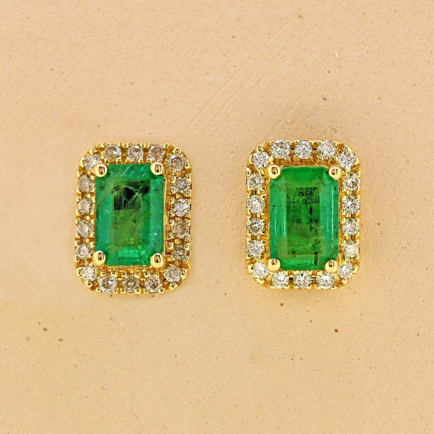 yellow gold earrings, emerald cut emerlads, emerald earrings, rectangle earrings, emerald and diamond earrings, rectangle emerald earrings, gold earrings, gold emerald earrings, gold and emerald earrings