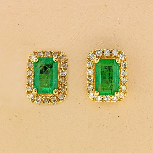 yellow gold earrings, emerald cut emerlads, emerald earrings, rectangle earrings, emerald and diamond earrings, rectangle emerald earrings, gold earrings, gold emerald earrings, gold and emerald earrings