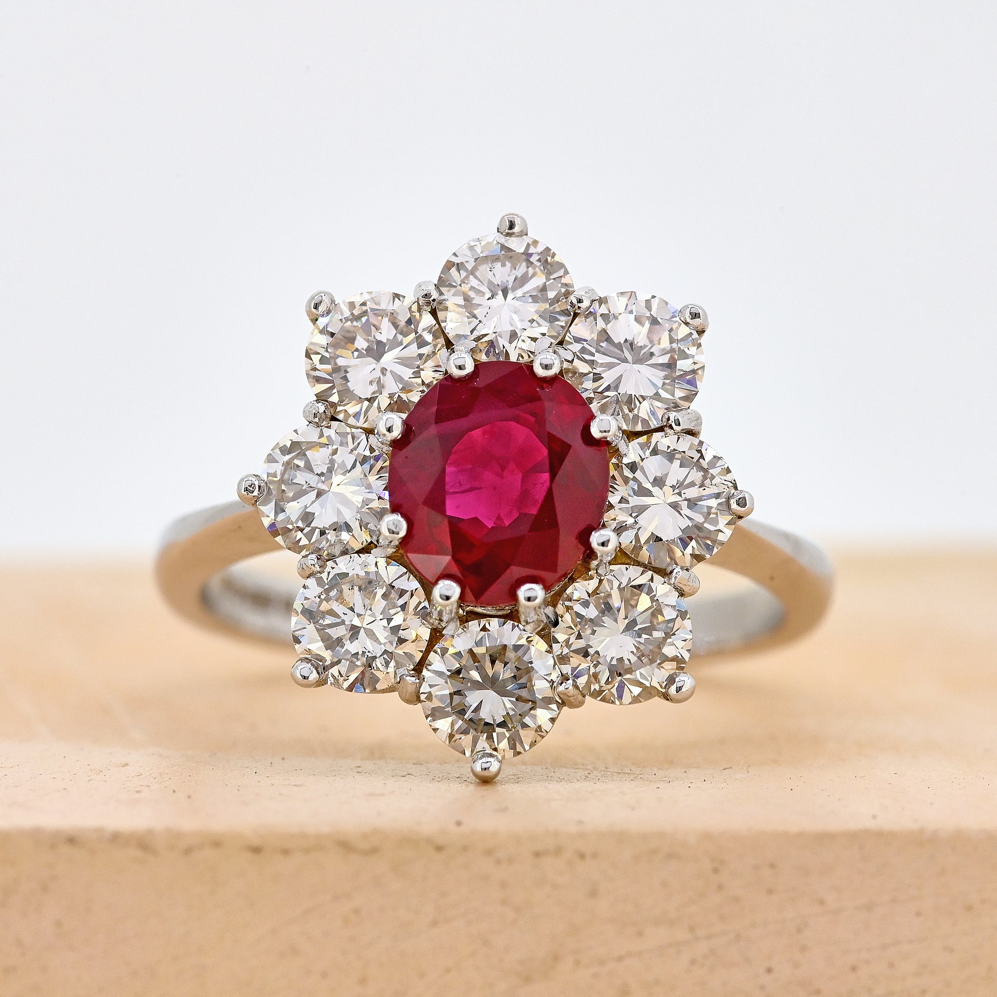Ruby ring, Ruby and diamond ring, Ruby cluster ring, Ruby and diamond cluster ring, white gold ruby ring, white gold ruby and diamond ring, white gold ruby cluster ring, ruby and diamond jewellery