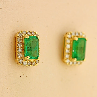 yellow gold earrings, emerald cut emerlads, emerald earrings, rectangle earrings, emerald and diamond earrings, rectangle emerald earrings, gold earrings, gold emerald earrings, gold and emerald earrings