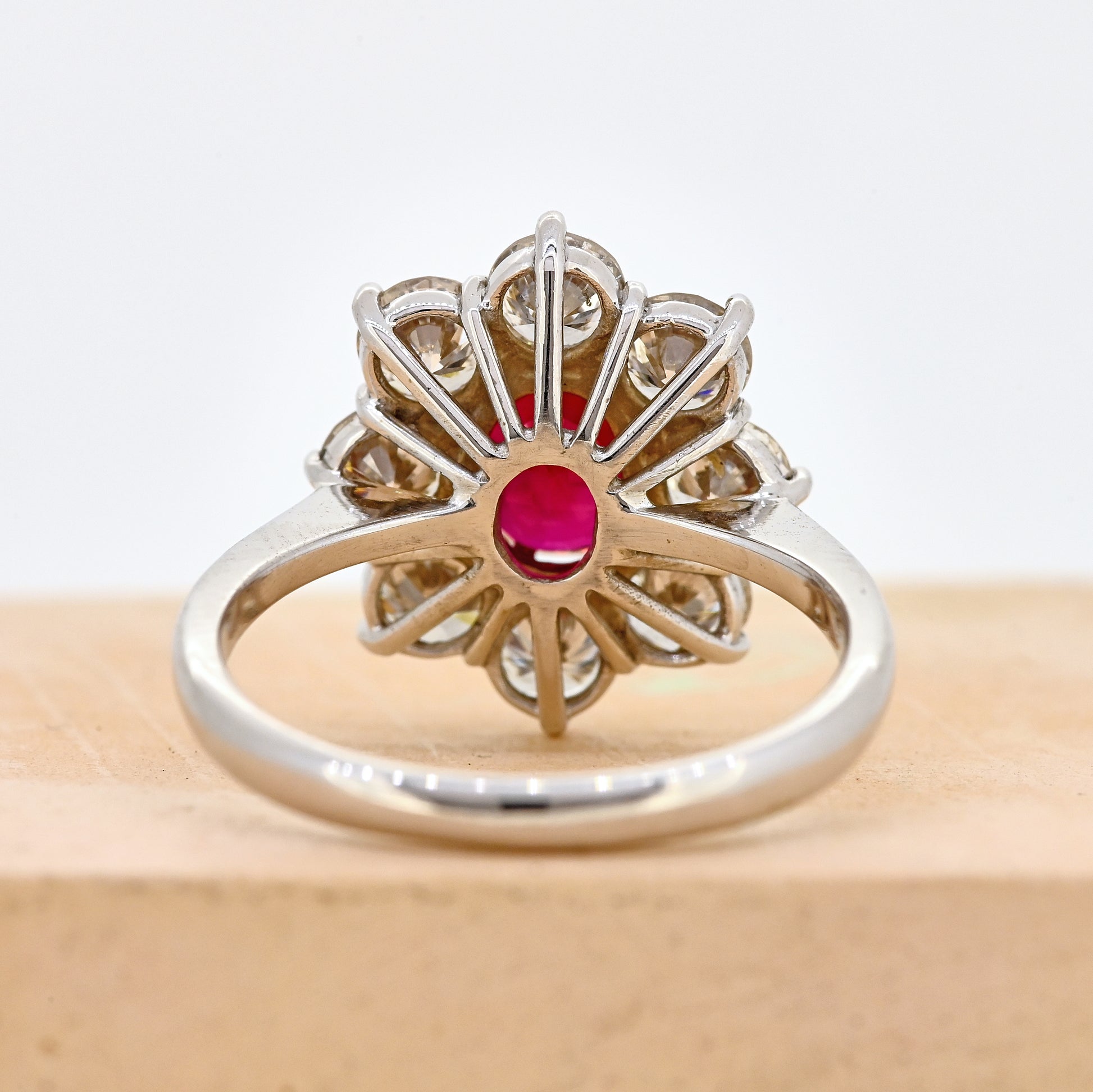 Ruby ring, Ruby and diamond ring, Ruby cluster ring, Ruby and diamond cluster ring, white gold ruby ring, white gold ruby and diamond ring, white gold ruby cluster ring, ruby and diamond jewellery