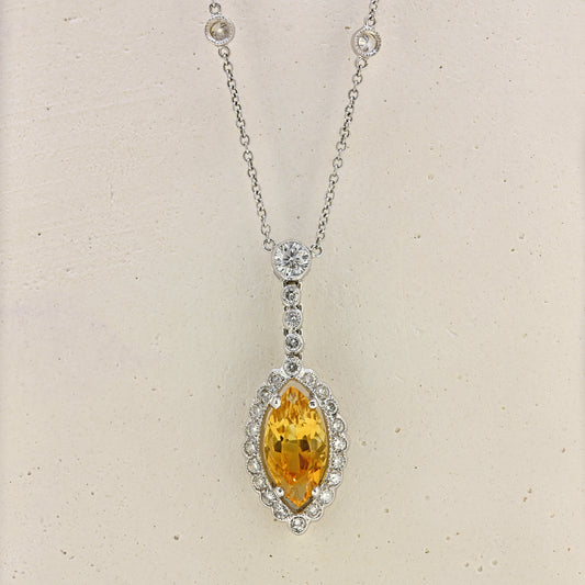 18ct Citrine and Diamond necklace