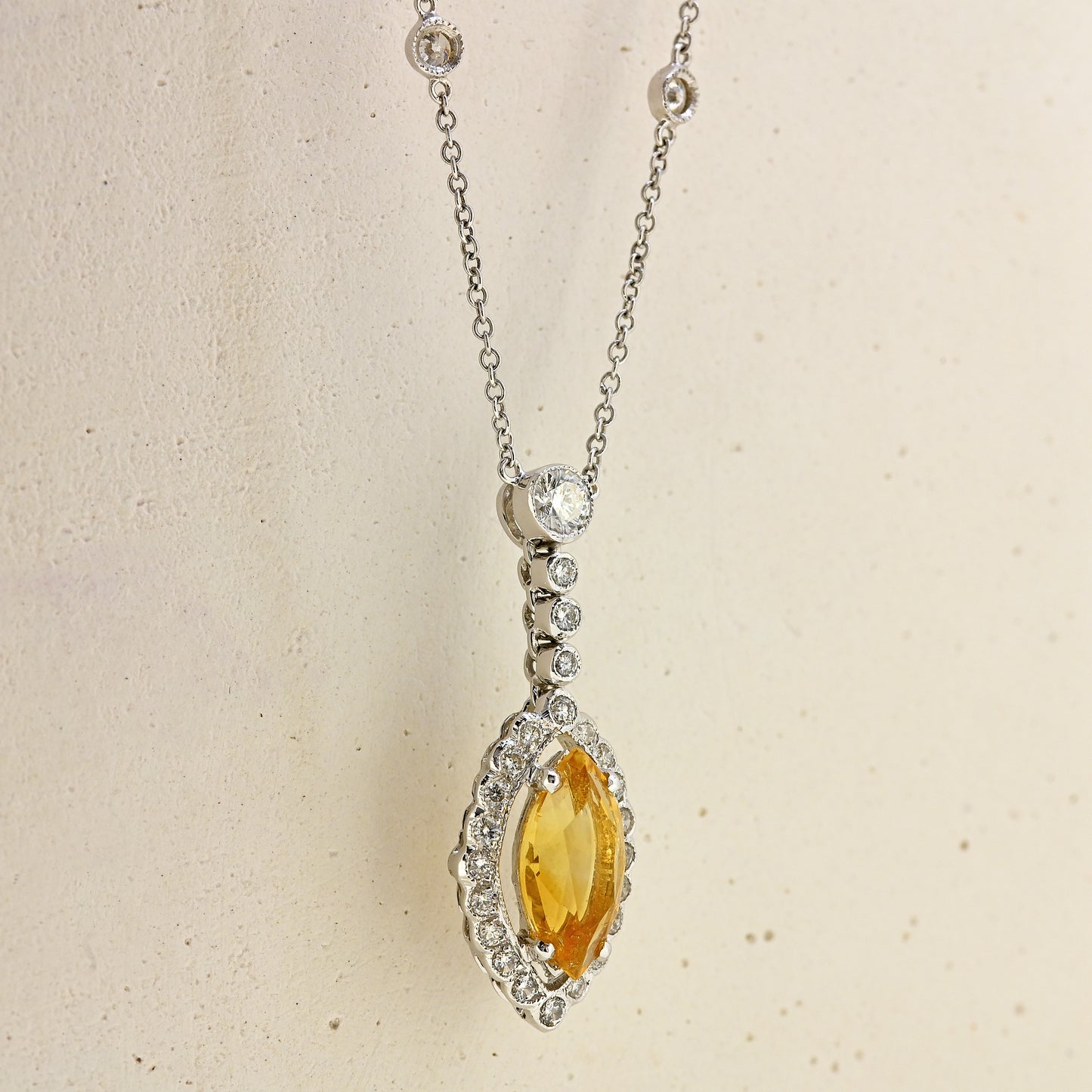 18ct Citrine and Diamond necklace