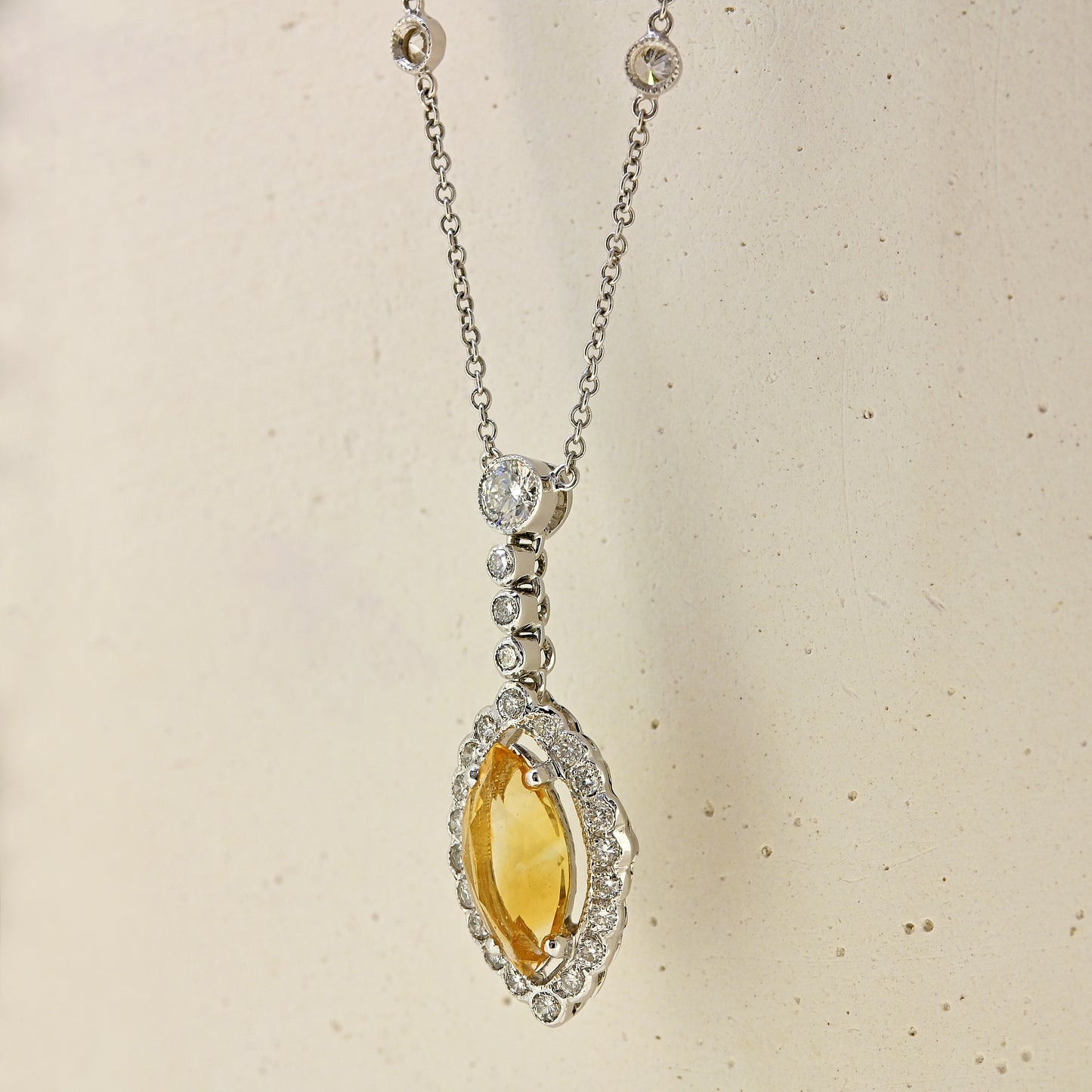 18ct Citrine and Diamond necklace