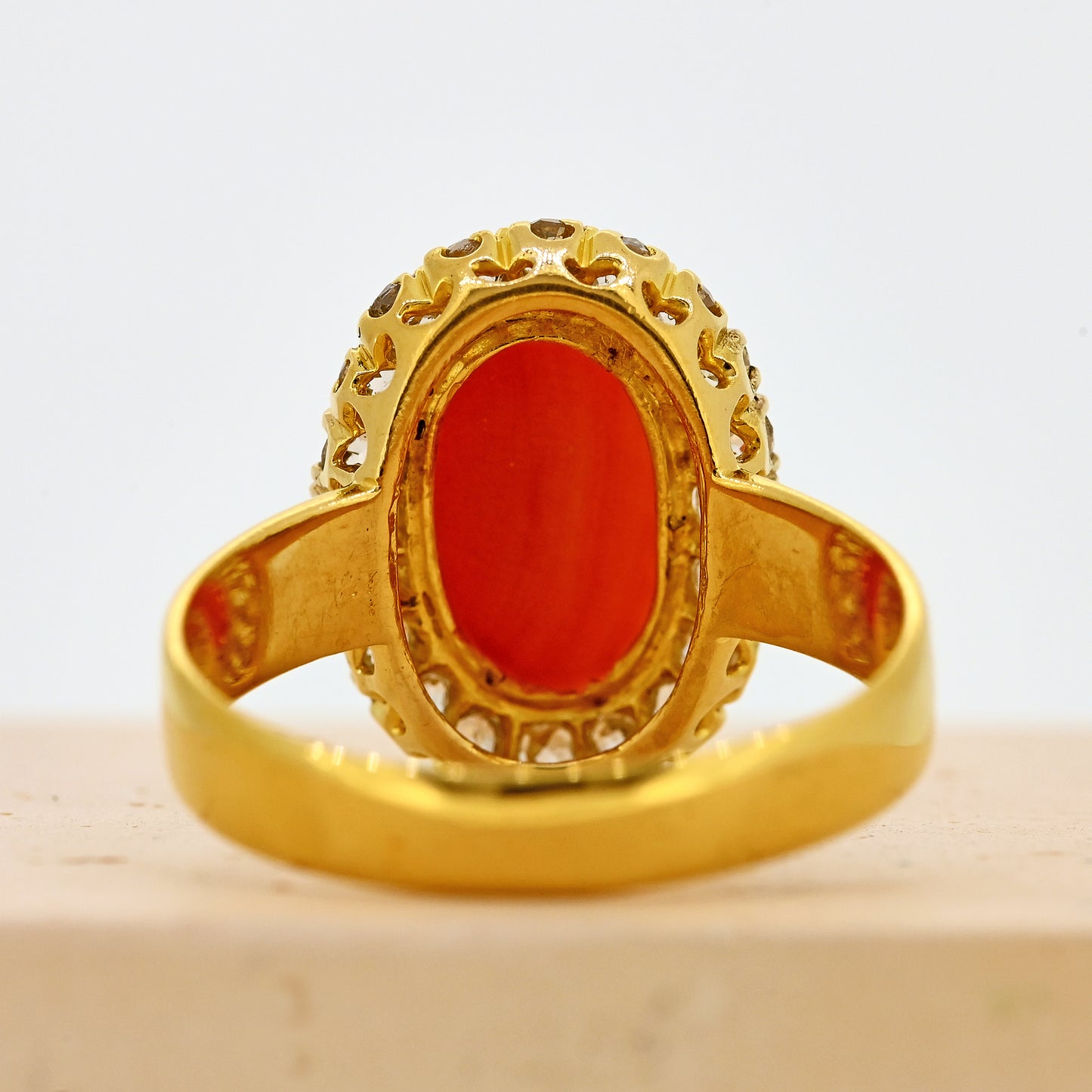 1890s ring, antique ring, vintage ring, coral ring, coral and diamond ring, coral and diamond cluster, coral antique ring, coral vintage ring, victorian ring, coral victorian ring