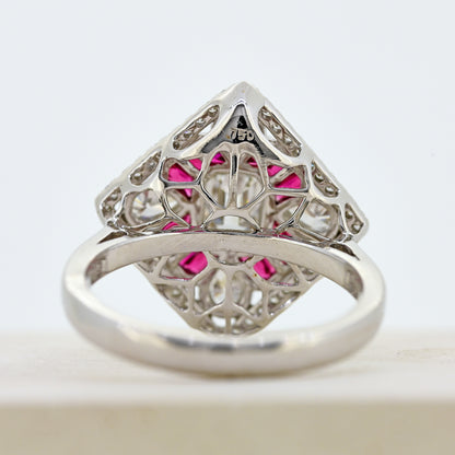ruby and diamond ring ruby and diamond geometric ring ruby and diamond art deco 