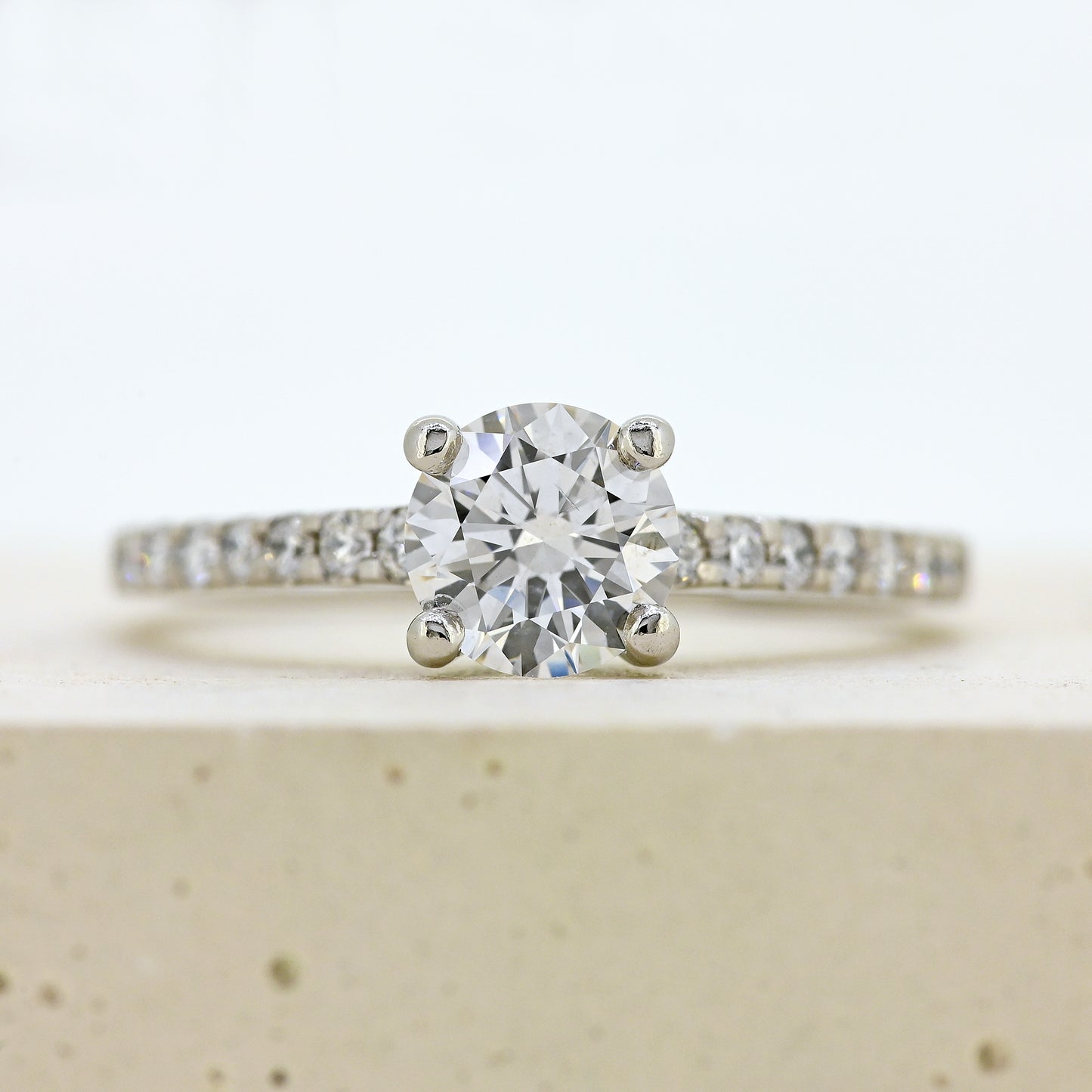 diamond solitaire, platinum and diamond solitaire, certified diamond, diamond set shoulders, simple diamond ring, simple diamond solitaire, colour d diamond