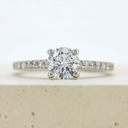 diamond solitaire, platinum and diamond solitaire, certified diamond, diamond set shoulders, simple diamond ring, simple diamond solitaire, colour d diamond