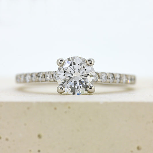 diamond solitaire, platinum and diamond solitaire, certified diamond, diamond set shoulders, simple diamond ring, simple diamond solitaire, colour d diamond