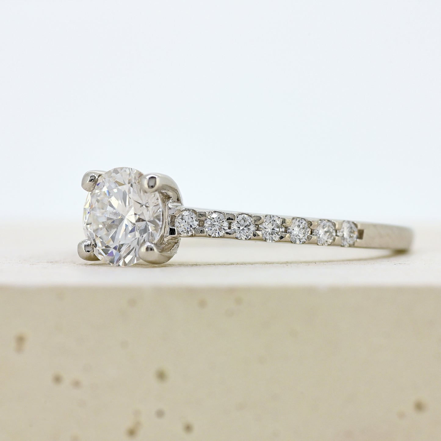 diamond solitaire, platinum and diamond solitaire, certified diamond, diamond set shoulders, simple diamond ring, simple diamond solitaire, colour d diamond