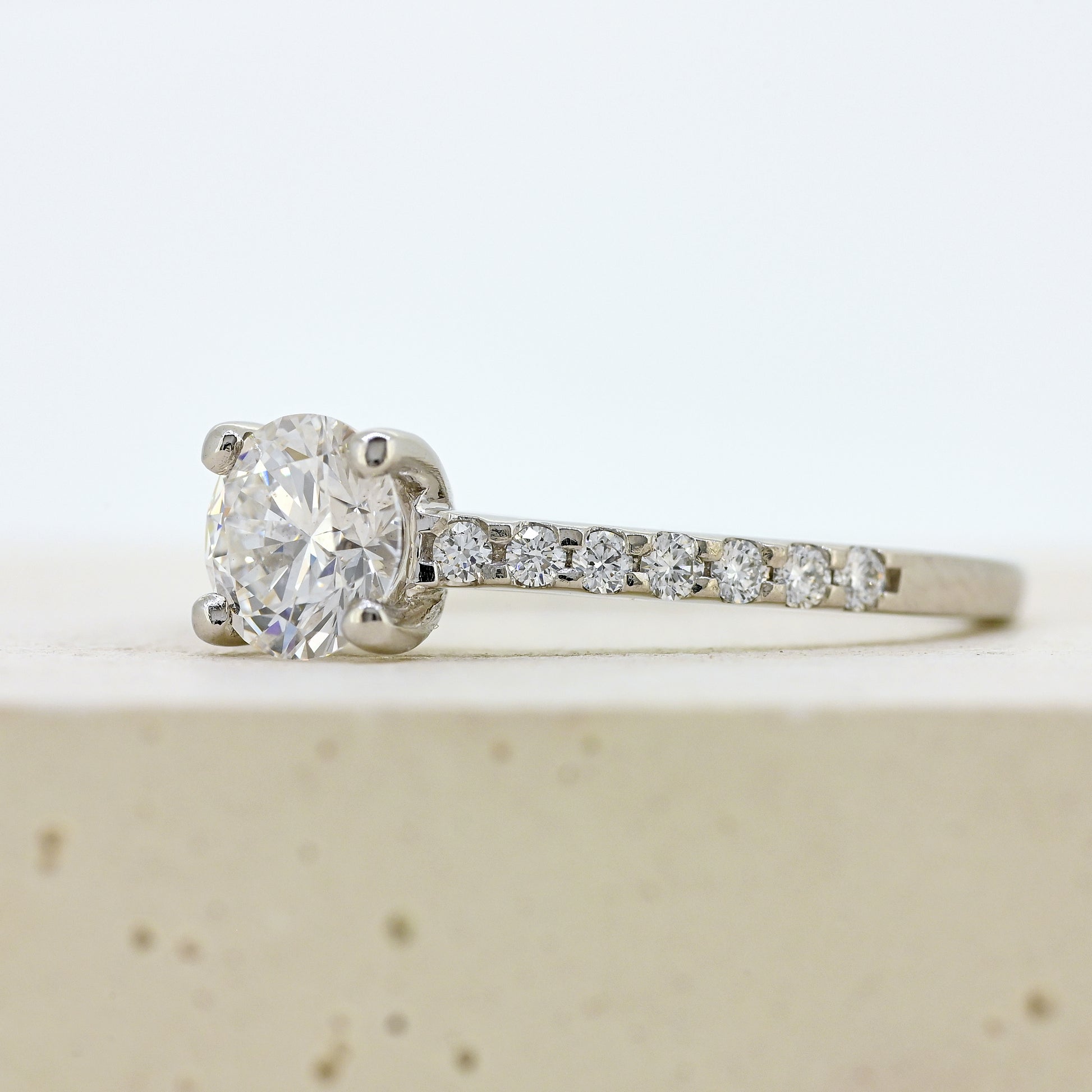 diamond solitaire, platinum and diamond solitaire, certified diamond, diamond set shoulders, simple diamond ring, simple diamond solitaire, colour d diamond