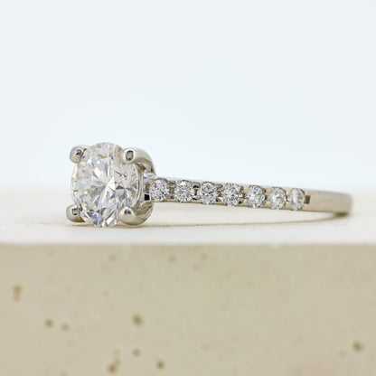 diamond solitaire, platinum and diamond solitaire, certified diamond, diamond set shoulders, simple diamond ring, simple diamond solitaire, colour d diamond