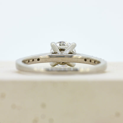 diamond solitaire, platinum and diamond solitaire, certified diamond, diamond set shoulders, simple diamond ring, simple diamond solitaire, colour d diamond