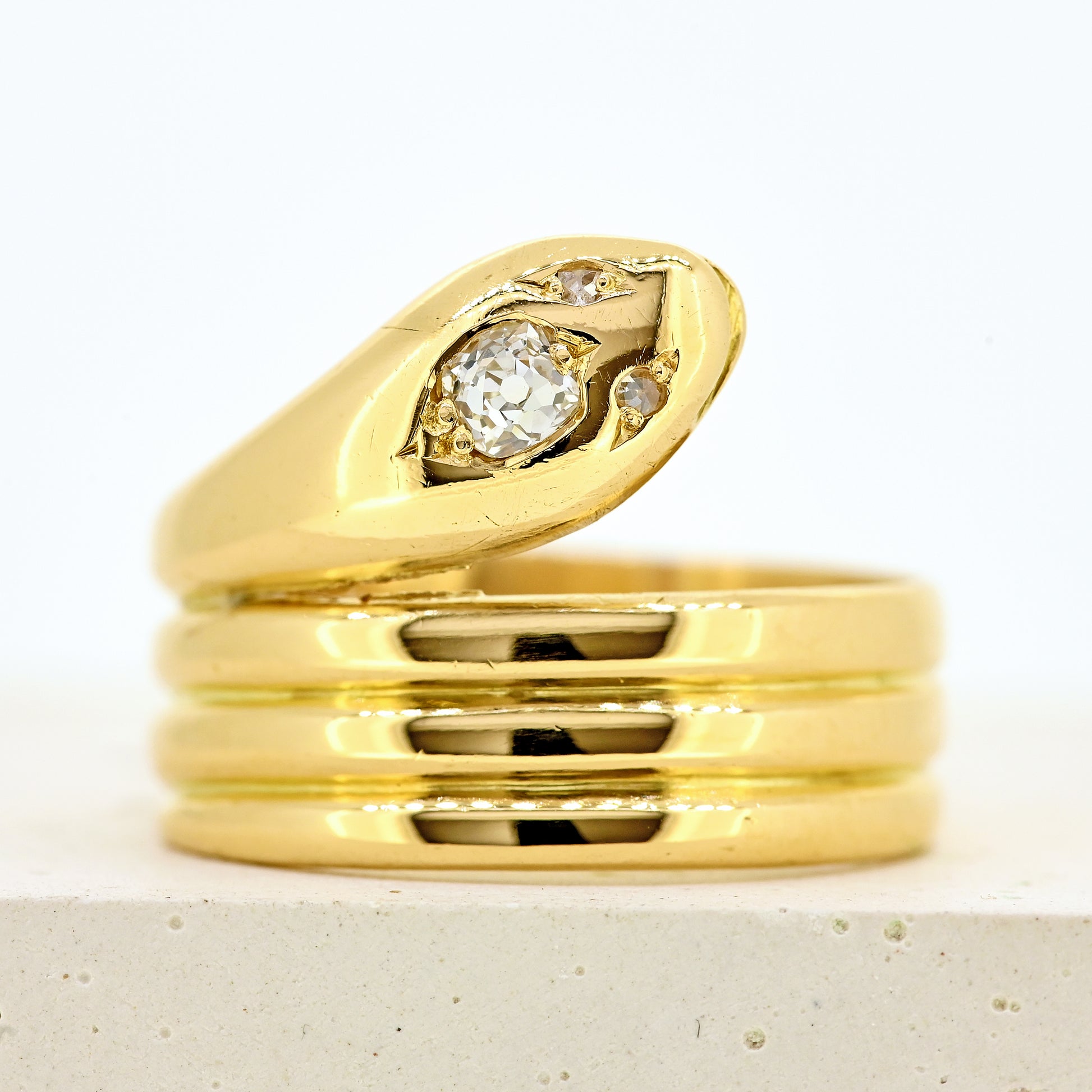 victorian ring, victorian snake ring, snake ring, snake ring with diamonds, 18ct snake ring, victorian 18ct snake ring