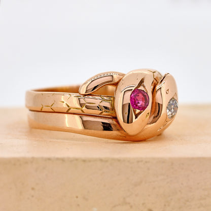 Antique rings, Antique snake ring, antique ruby ring, antique ruby and diamond ring, Victorian ring, Victorian snake ring, Victorian rose gold ring, snake ring, ruby and diamond snake ring, antique ruby and diamond snake ring, Victorian ruby and diamond snake ring