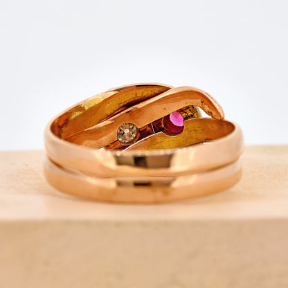 Antique rings, Antique snake ring, antique ruby ring, antique ruby and diamond ring, Victorian ring, Victorian snake ring, Victorian rose gold ring, snake ring, ruby and diamond snake ring, antique ruby and diamond snake ring, Victorian ruby and diamond snake ring