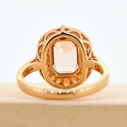 morganite and sapphire ring rose gold morganite and sapphire ring morganite dress ring orange sapphire 18ct morganite ring