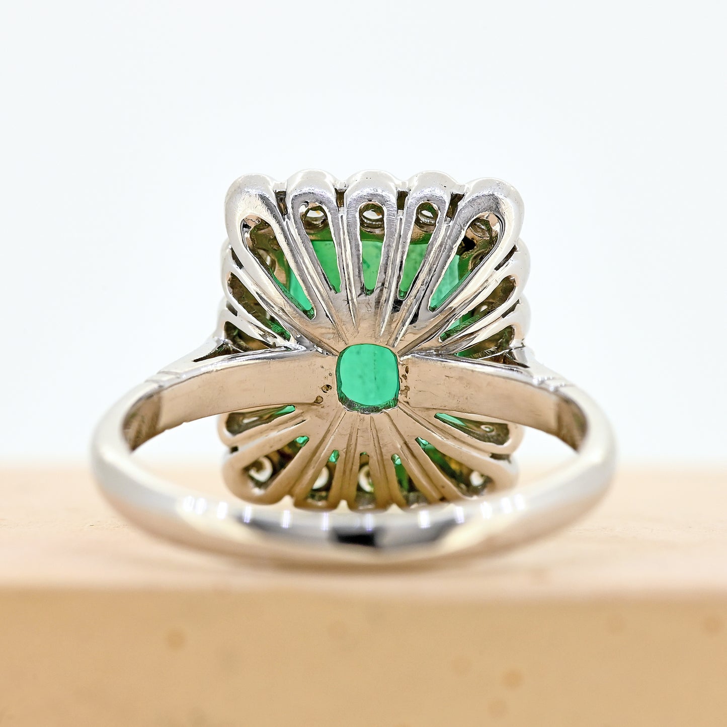 art deco inspired ring, emerald and diamond ring. emerald and diamond art deco ring, vintage rings, vintage ring, vintage emerald ring