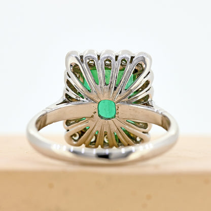 art deco inspired ring, emerald and diamond ring. emerald and diamond art deco ring, vintage rings, vintage ring, vintage emerald ring